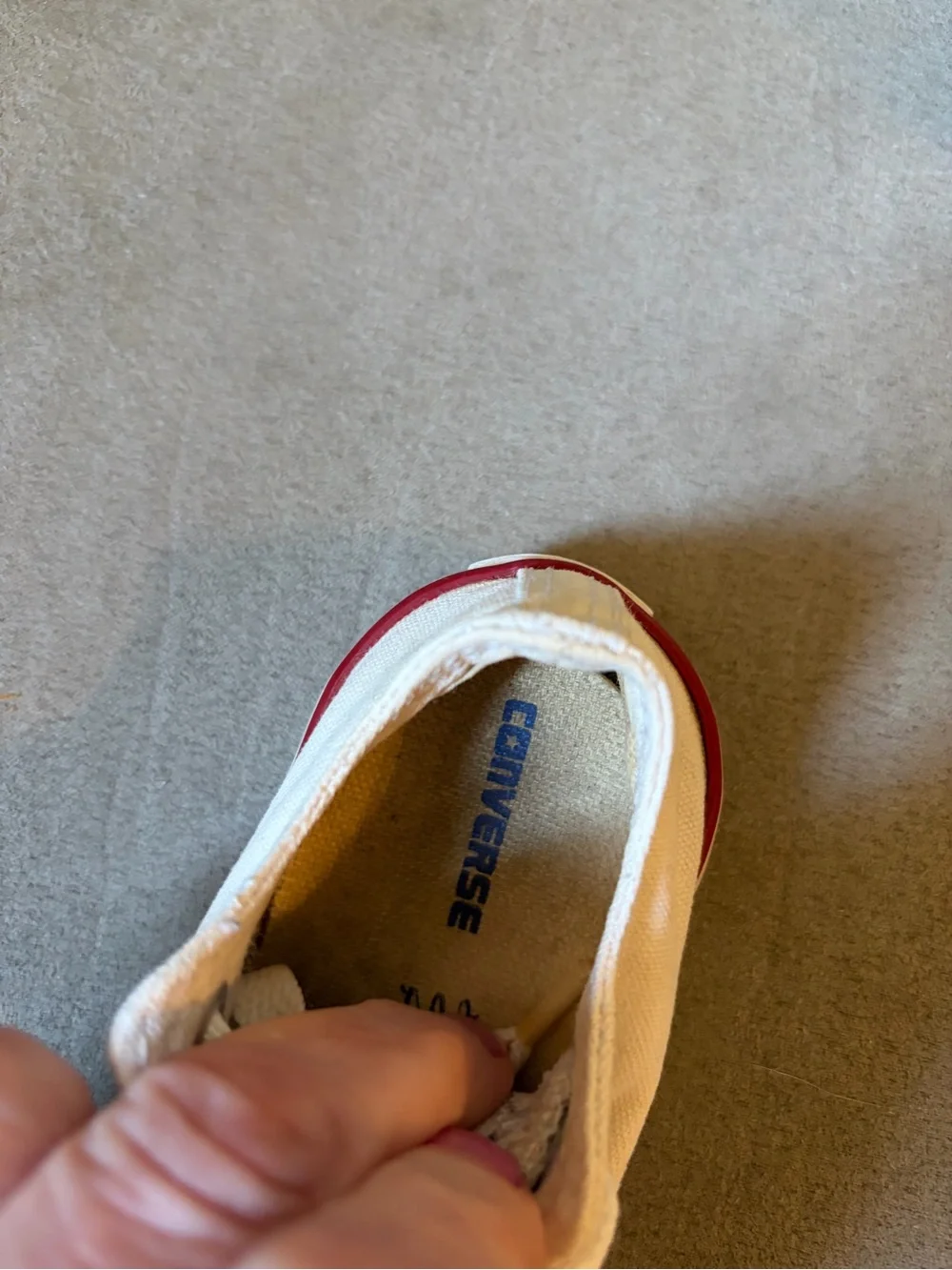 Converse Kids White Canvas Sneakers with Red Trim